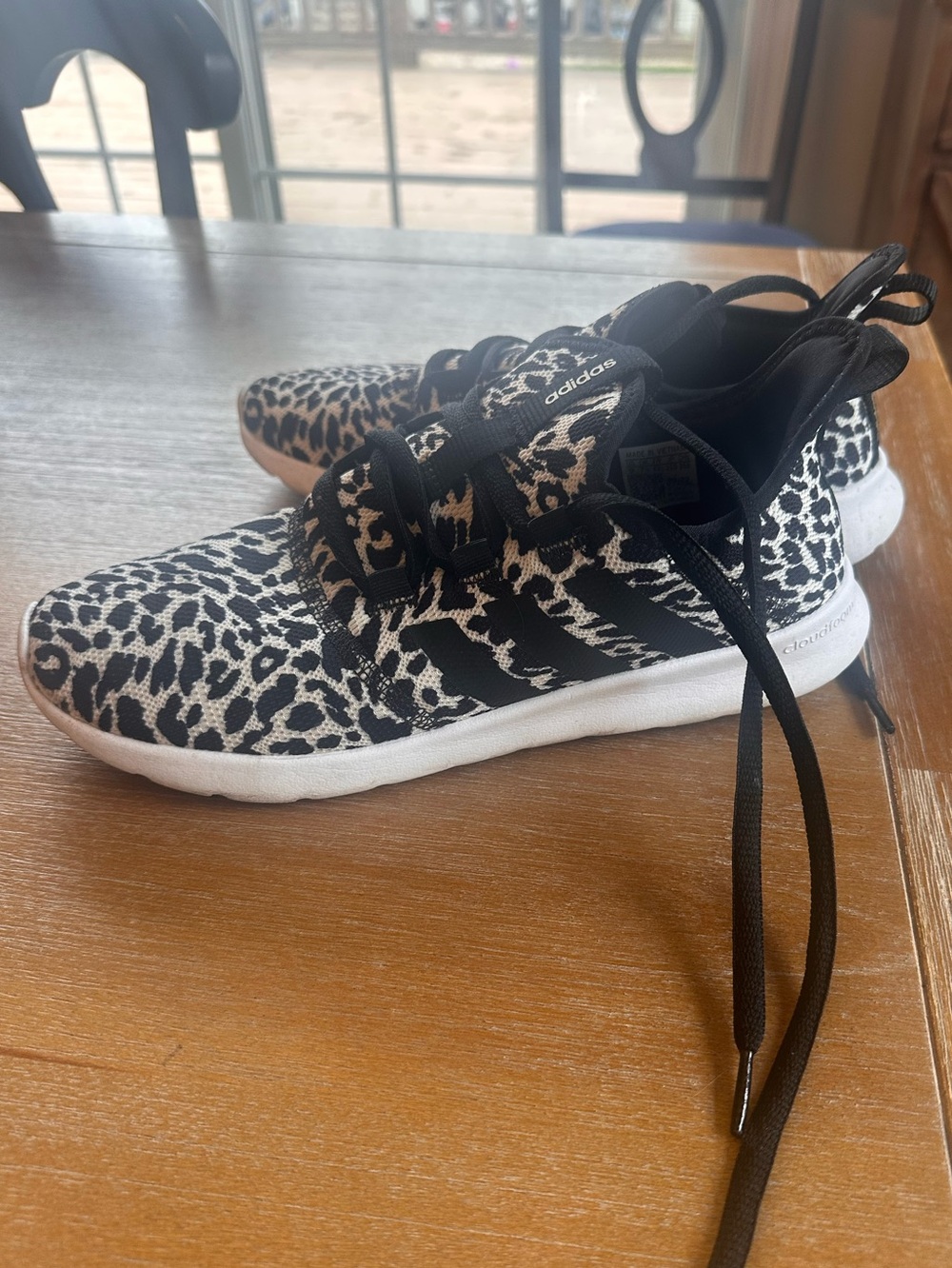 adidas Women’s Black and White Leopard Knit Running Shoes